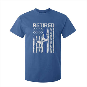 Police Retirement T Shirt For Kid Retired Not My Problem Anymore Handcuffs US Flag Retired Police Graphic TS10 Royal Blue Print Your Wear