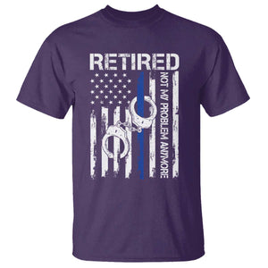 Police Retirement T Shirt Retired Not My Problem Anymore Handcuffs US Flag Retired Police Graphic TS10 Purple Print Your Wear