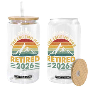 Retired 2026 Not My Problem Anymore Glass Can Vintage Retirement Gift