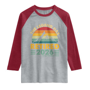Retired 2026 Not My Problem Anymore Raglan Shirt Vintage Retirement Gift TS10 Heather Gray Heather Red Print Your Wear