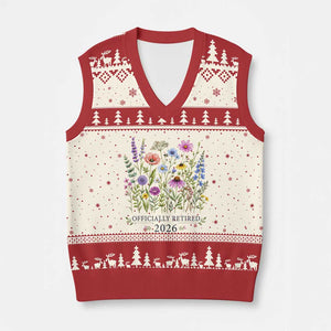 Officially Retired 2026 Wildflowers Botanical Floral Graphic V-Neck Knit Sweater Vest TS10 Beige Red Print Your Wear