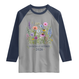 Officially Retired 2026 Wildflowers Botanical Floral Graphic Raglan Shirt TS10 Sport Gray Navy Print Your Wear