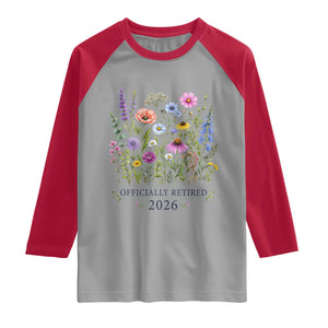 Officially Retired 2026 Wildflowers Botanical Floral Graphic Raglan Shirt TS10 Sport Gray Red Print Your Wear