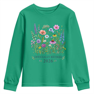 Officially Retired 2026 Wildflowers Botanical Floral Graphic Youth Sweatshirt TS10 Irish Green Print Your Wear
