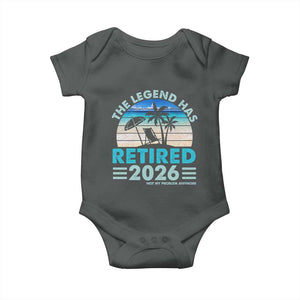 The Legend Has Retired 2026 Baby Onesie Vintage Tropical Beach Sunset Graphic Ocean Vibes TS10 Dark Heather Print Your Wear