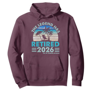 The Legend Has Retired 2026 Hoodie Vintage Tropical Beach Sunset Graphic Ocean Vibes TS10 Maroon Print Your Wear