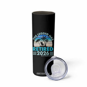 The Legend Has Retired 2026 Skinny Tumbler Vintage Tropical Beach Sunset Graphic Ocean Vibes