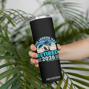 The Legend Has Retired 2026 Skinny Tumbler Vintage Tropical Beach Sunset Graphic Ocean Vibes