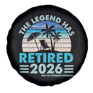The Legend Has Retired 2026 Spare Tire Cover Vintage Tropical Beach Sunset Graphic Ocean Vibes TS10
