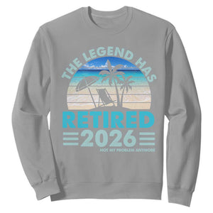 The Legend Has Retired 2026 Sweatshirt Vintage Tropical Beach Sunset Graphic Ocean Vibes TS10 Sport Gray Print Your Wear