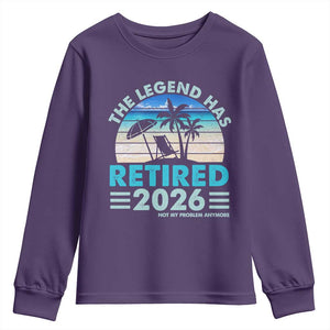 The Legend Has Retired 2026 Youth Sweatshirt Vintage Tropical Beach Sunset Graphic Ocean Vibes TS10 Purple Print Your Wear