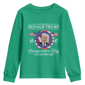 President Donald Trump Inauguration Day 2025 Memorabilia Youth Sweatshirt TS10 Irish Green Print Your Wear