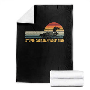 Stupid Canadian Wolf Bird Throw Blanket Retro LGBT Hockey Fan TS10 Black Print Your Wear