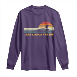 Stupid Canadian Wolf Bird Long Sleeve Shirt Retro LGBT Hockey Fan TS10 Purple Print Your Wear