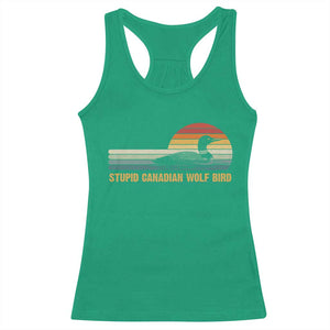 Stupid Canadian Wolf Bird Racerback Tank Top - Retro LGBT Hockey Fan Pride Tee TS10 Irish Green Print Your Wear