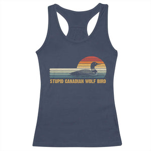 Stupid Canadian Wolf Bird Racerback Tank Top - Retro LGBT Hockey Fan Pride Tee TS10 Navy Print Your Wear