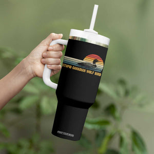 Stupid Canadian Wolf Bird Tumbler With Handle Retro LGBT Hockey Fan TS10 Print Your Wear