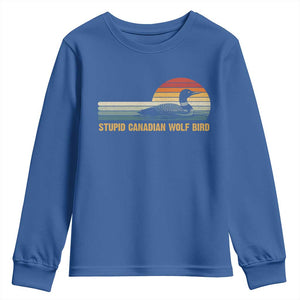 Stupid Canadian Wolf Bird Youth Sweatshirt Retro LGBT Hockey Fan TS10 Royal Blue Print Your Wear