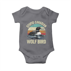 Stupid Canadian Wolf Bird Baby Onesie Funny Retro LGBT Romance Hockey Fan TS10 Charcoal Print Your Wear