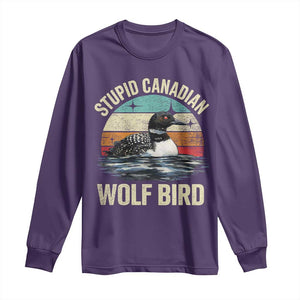 Stupid Canadian Wolf Bird Long Sleeve Shirt Funny Retro LGBT Romance Hockey Fan TS10 Purple Print Your Wear