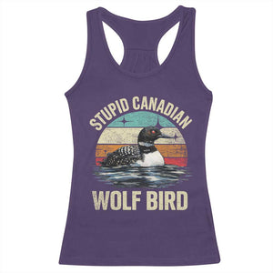 Stupid Canadian Wolf Bird Racerback Tank Top Funny Retro LGBT Romance Hockey Fan TS10 Purple Print Your Wear