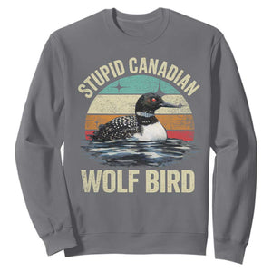 Stupid Canadian Wolf Bird Sweatshirt Funny Retro LGBT Romance Hockey Fan TS10 Charcoal Print Your Wear