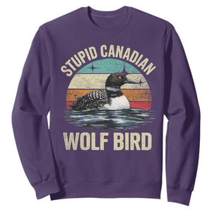 Stupid Canadian Wolf Bird Sweatshirt Funny Retro LGBT Romance Hockey Fan TS10 Purple Print Your Wear