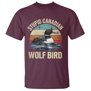 Stupid Canadian Wolf Bird T Shirt Funny Retro LGBT Romance Hockey Fan TS10 Maroon Print Your Wear