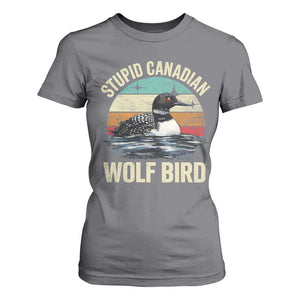 Stupid Canadian Wolf Bird T Shirt For Women Funny Retro LGBT Romance Hockey Fan TS10 Charcoal Print Your Wear