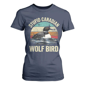 Stupid Canadian Wolf Bird T Shirt For Women Funny Retro LGBT Romance Hockey Fan TS10 Navy Print Your Wear