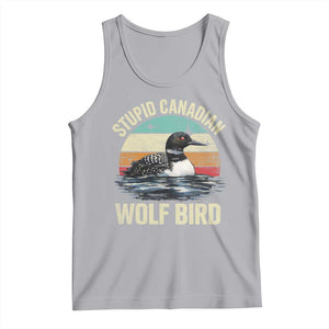 Stupid Canadian Wolf Bird Tank Top Funny Retro LGBT Romance Hockey Fan TS10 Athletic Heather Print Your Wear
