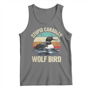 Stupid Canadian Wolf Bird Tank Top Funny Retro LGBT Romance Hockey Fan TS10 Black Heather Print Your Wear