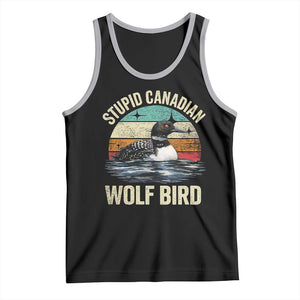 Stupid Canadian Wolf Bird Tank Top Funny Retro LGBT Romance Hockey Fan TS10 Black Athletic Heather Print Your Wear