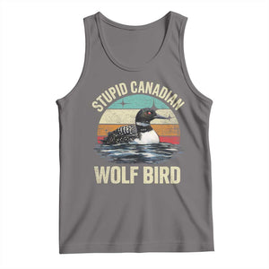 Stupid Canadian Wolf Bird Tank Top Funny Retro LGBT Romance Hockey Fan TS10 Deep Heather Print Your Wear