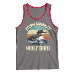 Stupid Canadian Wolf Bird Tank Top Funny Retro LGBT Romance Hockey Fan TS10 Deep Heather Red Print Your Wear