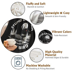 Stupid Canadian Wolf Bird Throw Blanket Sarcastic LGBT Hockey Fan TS10 Print Your Wear