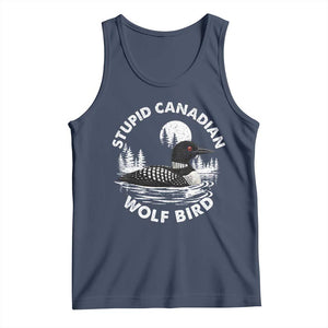 Stupid Canadian Wolf Bird Tank Top Sarcastic LGBT Hockey Fan TS10 Navy Print Your Wear