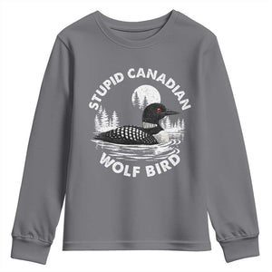 Stupid Canadian Wolf Bird Youth Sweatshirt Sarcastic LGBT Hockey Fan TS10 Charcoal Print Your Wear