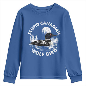 Stupid Canadian Wolf Bird Youth Sweatshirt Sarcastic LGBT Hockey Fan TS10 Royal Blue Print Your Wear