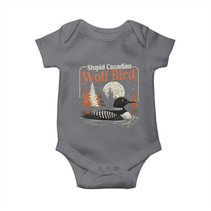 Stupid Canadian Wolf Bird Baby Onesie Retro LGBT Hockey Fan Romance TS10 Charcoal Print Your Wear