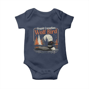 Stupid Canadian Wolf Bird Baby Onesie Retro LGBT Hockey Fan Romance TS10 Navy Print Your Wear