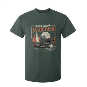 Stupid Canadian Wolf Bird T Shirt For Kid Retro LGBT Hockey Fan Romance TS10 Dark Forest Green Print Your Wear