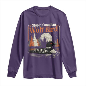 Stupid Canadian Wolf Bird Long Sleeve Shirt Retro LGBT Hockey Fan Romance TS10 Purple Print Your Wear