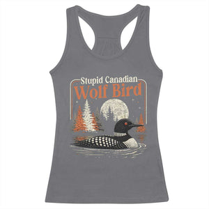 Stupid Canadian Wolf Bird Racerback Tank Top Retro LGBT Hockey Fan Romance TS10 Charcoal Print Your Wear