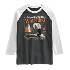 Stupid Canadian Wolf Bird Raglan Shirt Retro LGBT Hockey Fan Romance TS10 Black White Print Your Wear