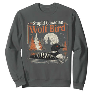 Stupid Canadian Wolf Bird Sweatshirt Retro LGBT Hockey Fan Romance TS10 Dark Heather Print Your Wear