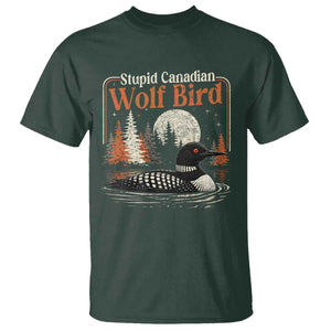 Stupid Canadian Wolf Bird T Shirt Retro LGBT Hockey Fan Romance TS10 Dark Forest Green Print Your Wear
