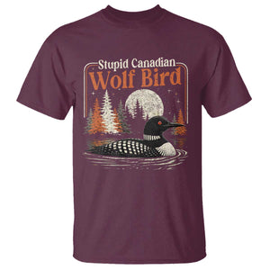 Stupid Canadian Wolf Bird T Shirt Retro LGBT Hockey Fan Romance TS10 Maroon Print Your Wear