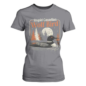Stupid Canadian Wolf Bird T Shirt For Women Retro LGBT Hockey Fan Romance TS10 Charcoal Print Your Wear