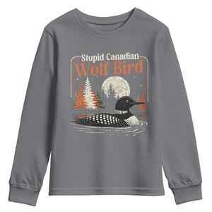 Stupid Canadian Wolf Bird Youth Sweatshirt Retro LGBT Hockey Fan Romance TS10 Charcoal Print Your Wear